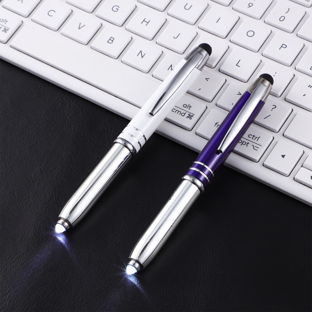 2pcs Lighted Ballpoint Pens Flashlight Writing Light Capacitive Stylus Pen