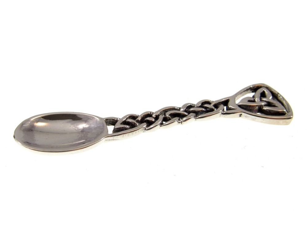 Handcrafted Solid 925 Sterling Silver Celtic Trinity Knot Salt Spoon
