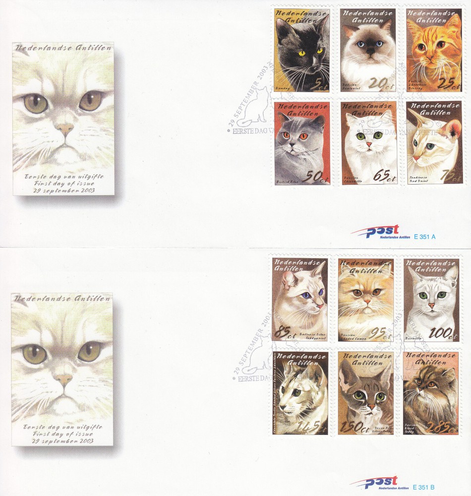 Netherlands - Dutch Antilles FDC Issue 2003 (351) Cats