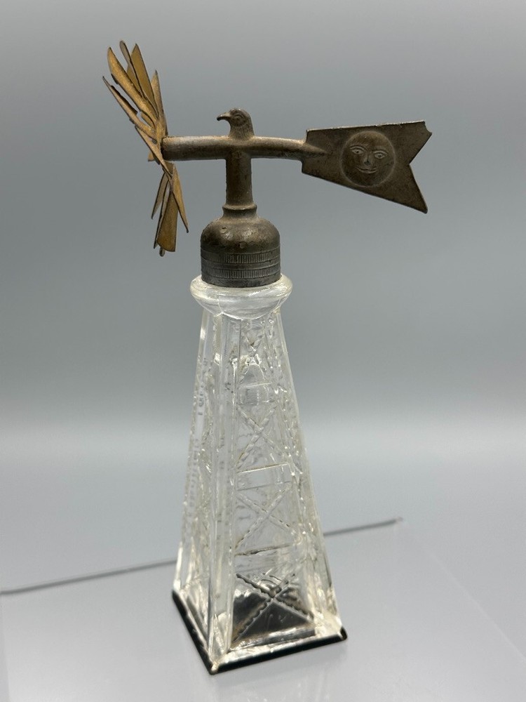 c 1915 WINDMILL Eagle Moon CANDY GUARANTEED Antique GLASS CONTAINER E&A 840