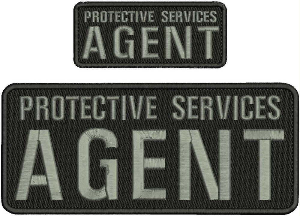 PROTECTIVE SERVICES AGENT embroidery patches  4X10 2x5 hook GREY