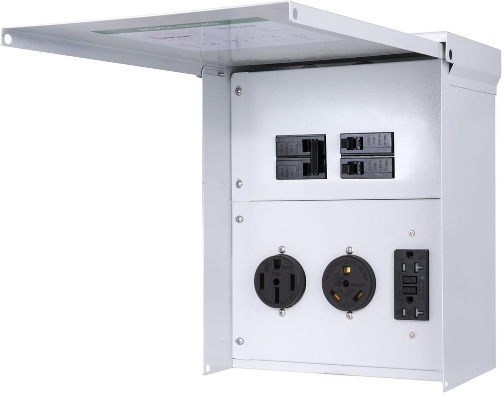 RV Electrical Outlet Panel, Temporary Power Outlet Panel with Surge Protection,