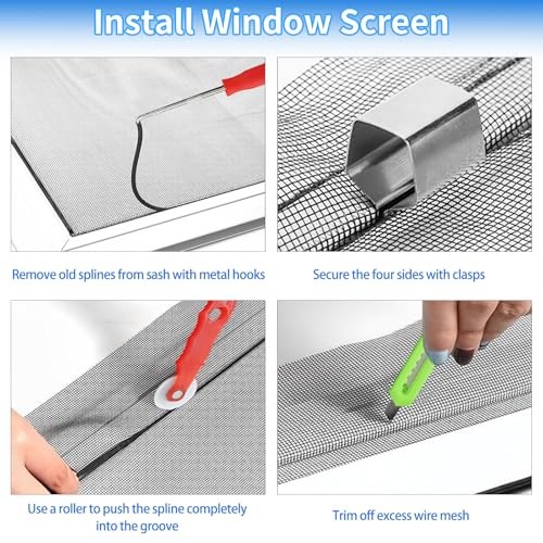 Window Screen Repair Kit 48"x118" - Includes Full Tools Set Replacement Window
