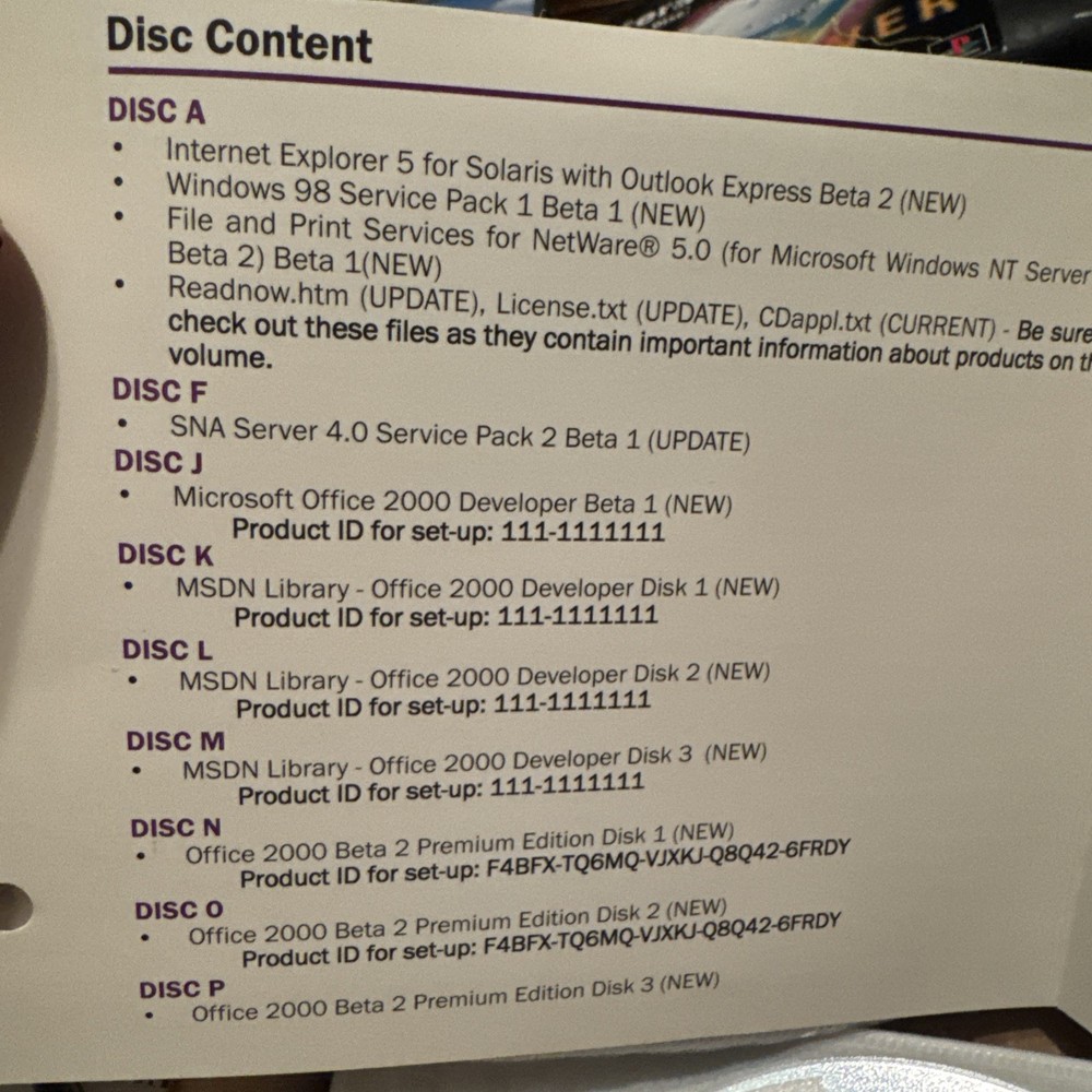 Microsoft Office 2000 Beta 2 Build 2221B from Oct 1998 MSDN Extras Technet Lot