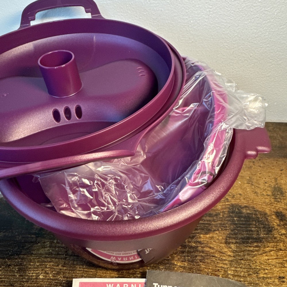 Tupperware Microwave Rice maker Steamer 3 Piece Set Purple with instructions