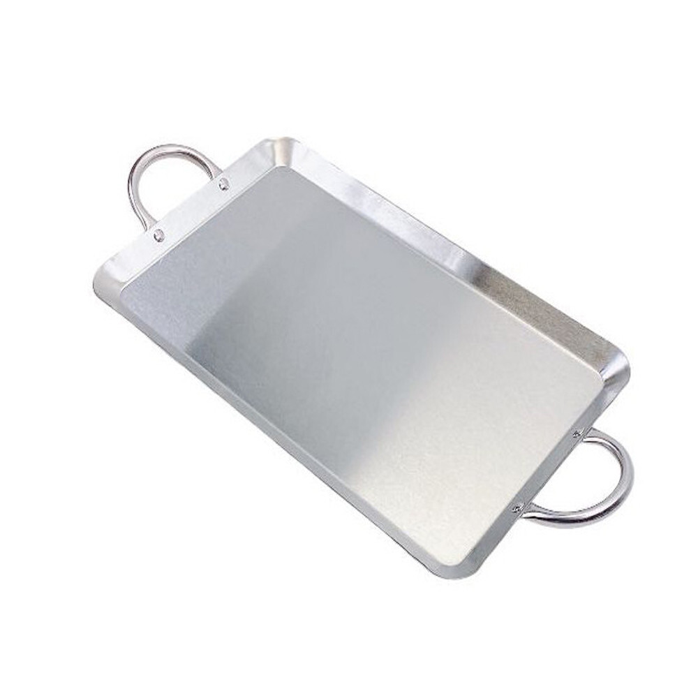 19" Rectangular Stainless Steel Serving Platter Ottoman Tray for Dining, Buffet