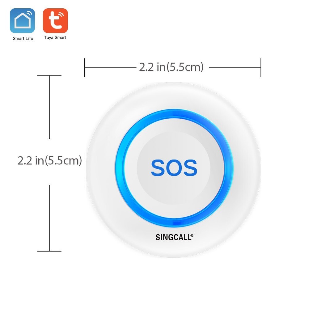 SINGCALL Emergency Caregiver Pager Blue SOS Calling Button Using Tuya WiFi
