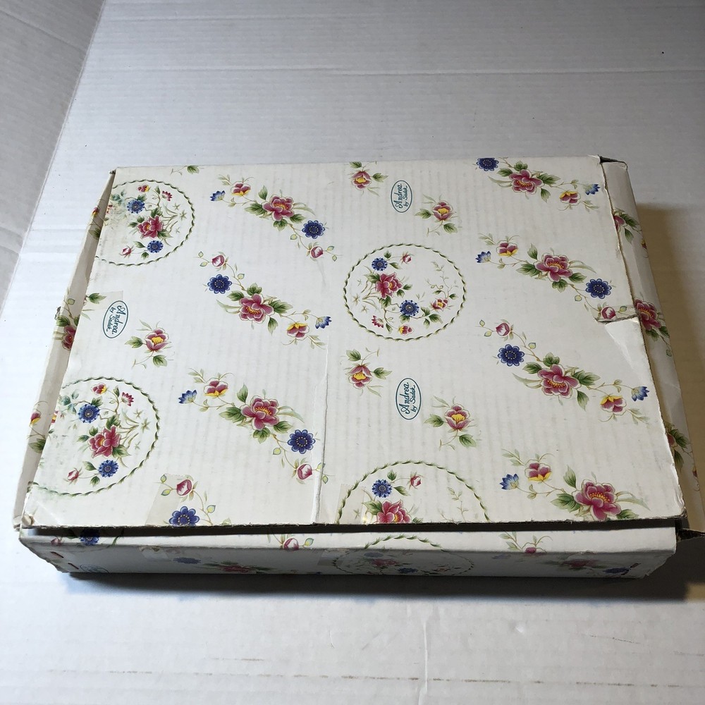 Vtg Andrea Sadek Spring Night Rectangular Baking Dish Floral Flowers GIL