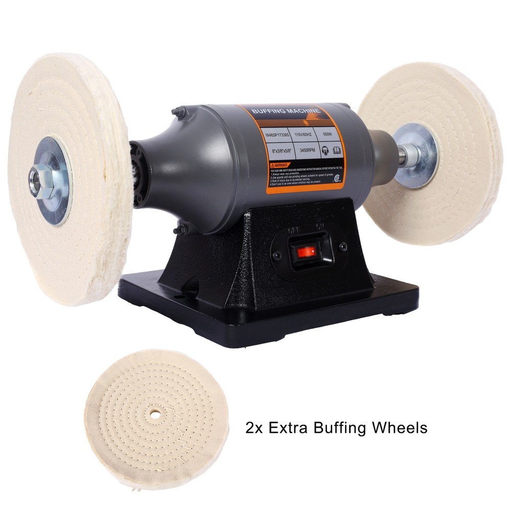 8-Inch Benchtop Buffer Polisher with 4 Thick Wheels, CSA Certified