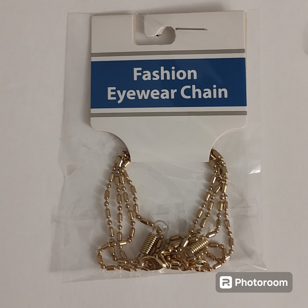 5pc Eyeglass Accessory Set Gold Chains Beaded Holder Cord Rope Microfiber Cloth
