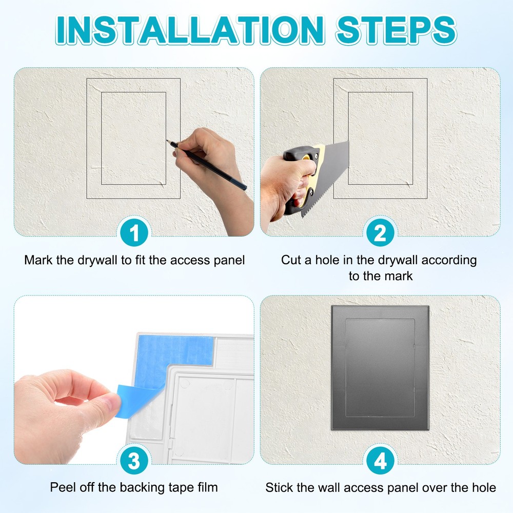 2-Pack Access Panel for Drywall, 7x5" Plastic Removable [Grey, Rectangle]