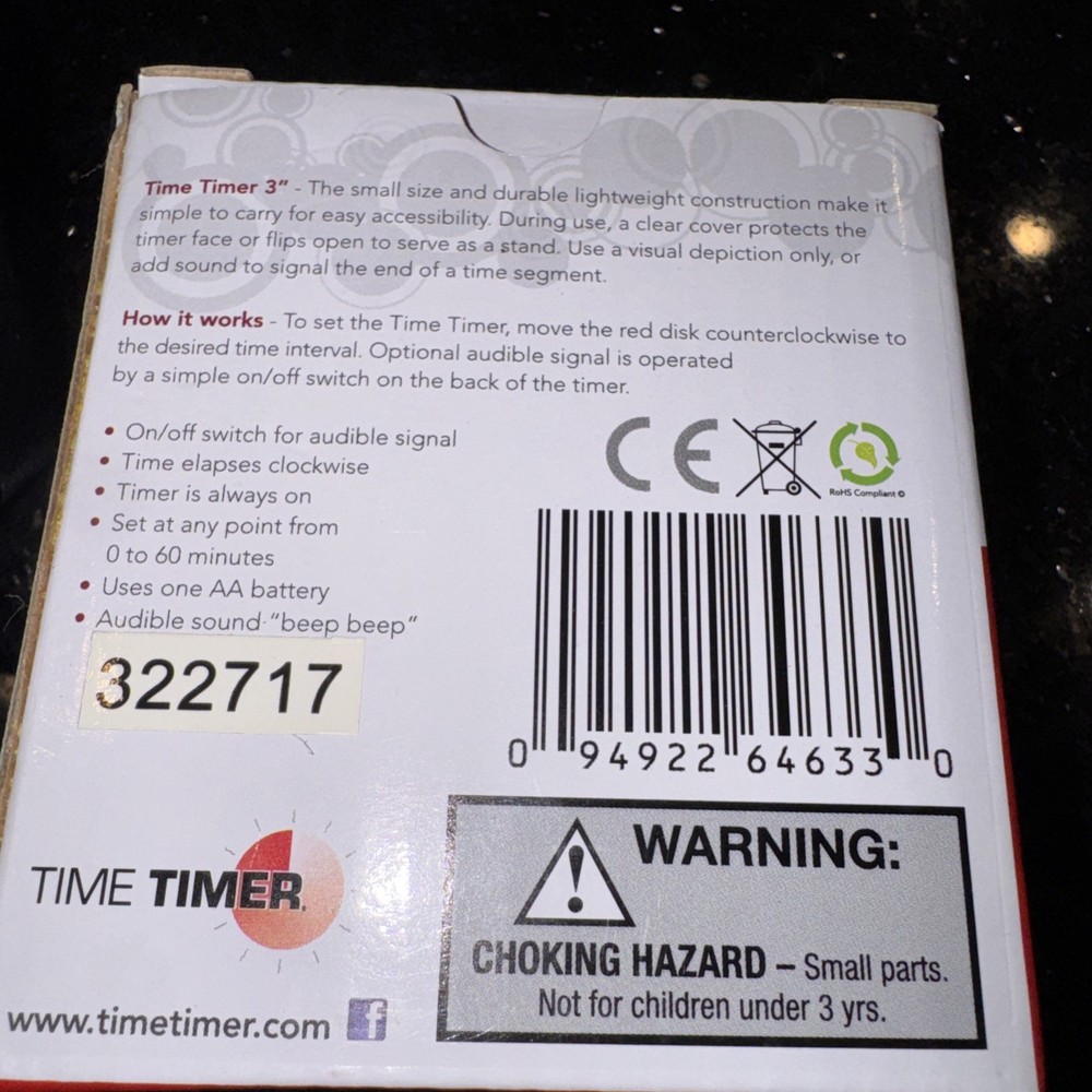 Time Timer® Original 3" 60 minutes visual Small Mini timer countdown timer New