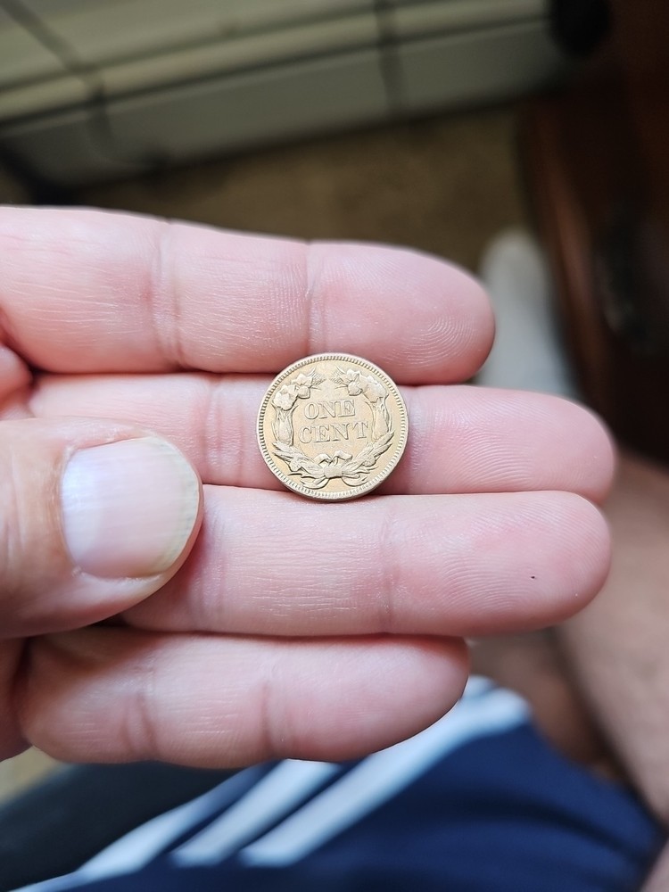 1857 Flying Eagle 1c One Cent Coin XF/AU Condition, Solid Strike