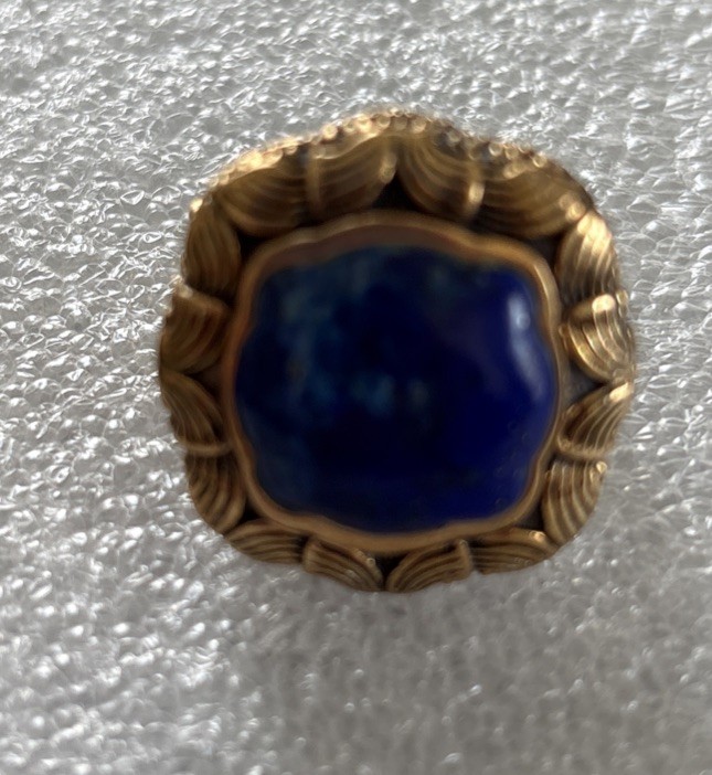 Large Barse Brass Lapis Luzuli Ring Beautiful Ring
