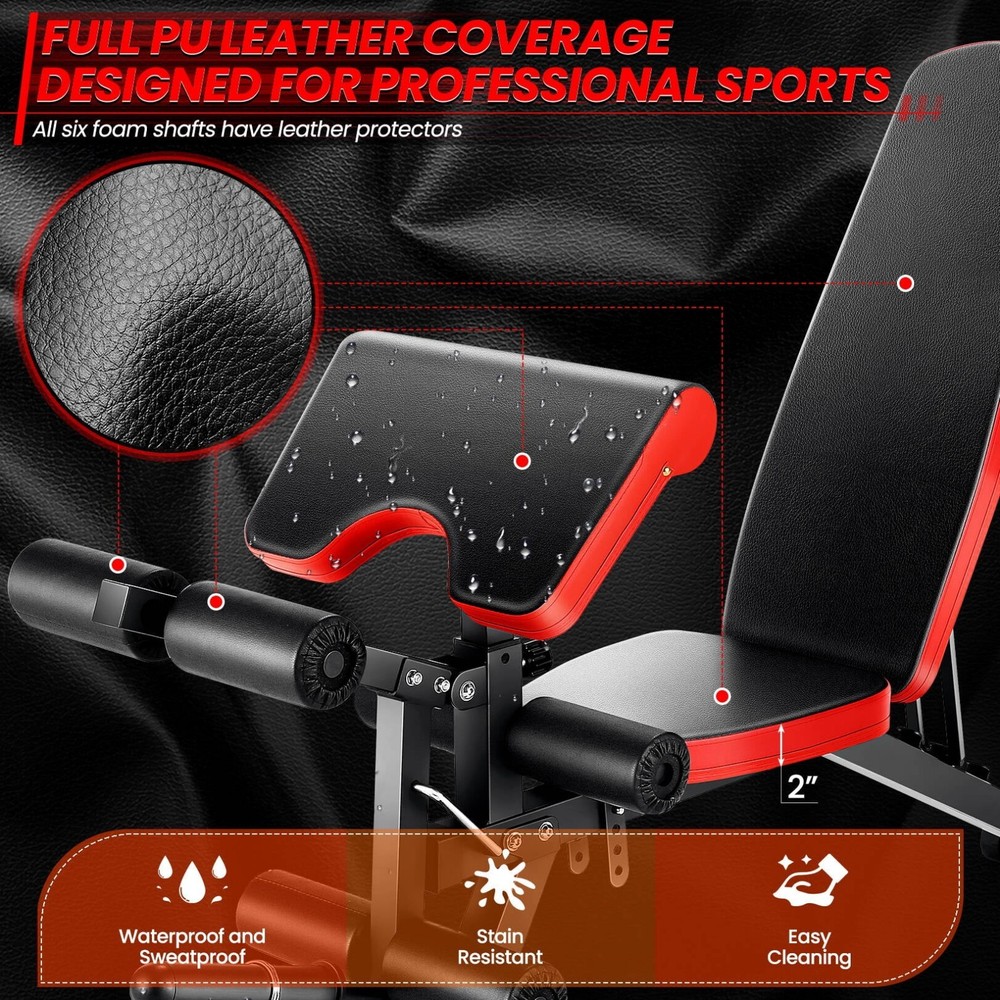 800LBS Adjustable Foldable Weight Bench for Home Gym Strength Training Workout⭐⭐