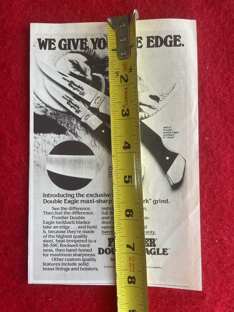 Vintage 1981 Print Ad Frontier Double Eagle Knife Advertisement