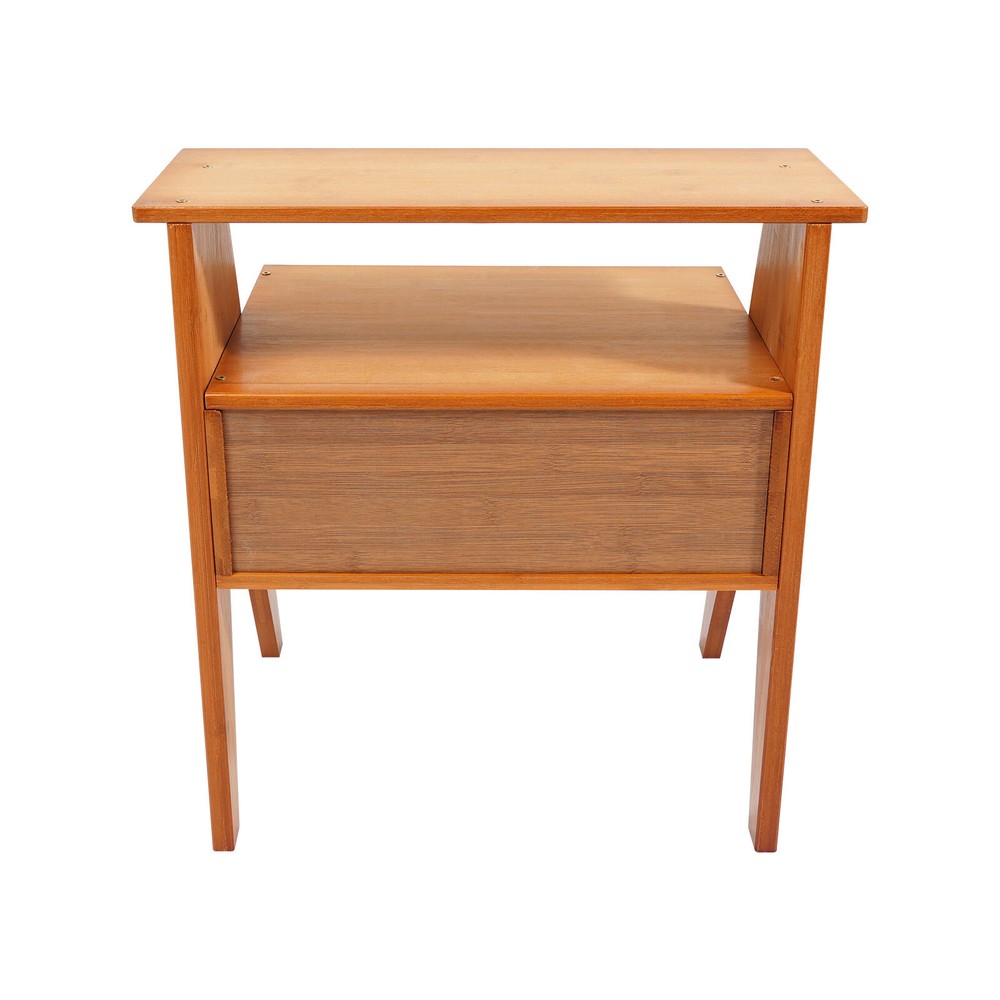 Bamboo Bedside Table, Trapezoidal Sofa Side Table, Bedside Table with Drawer