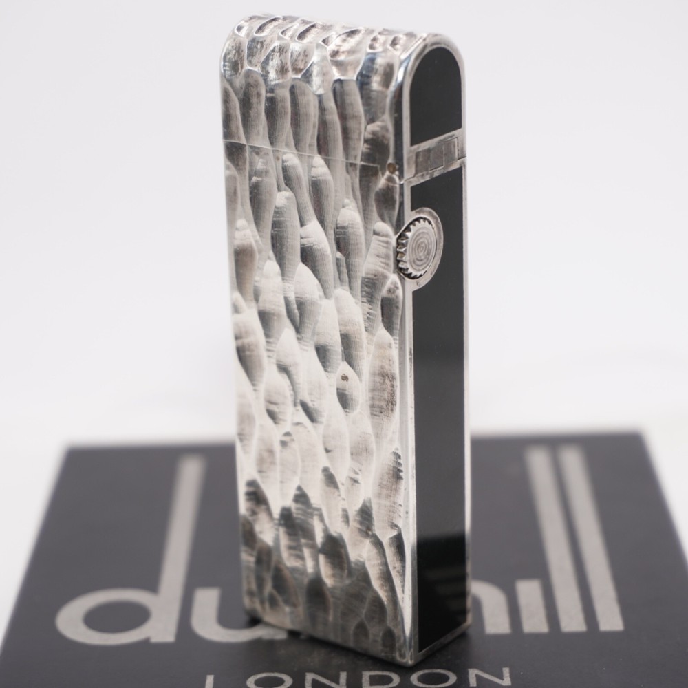 Dunhill Rollagas Lacquer Dome Lighter Silver plated with Black Lacquer_Working