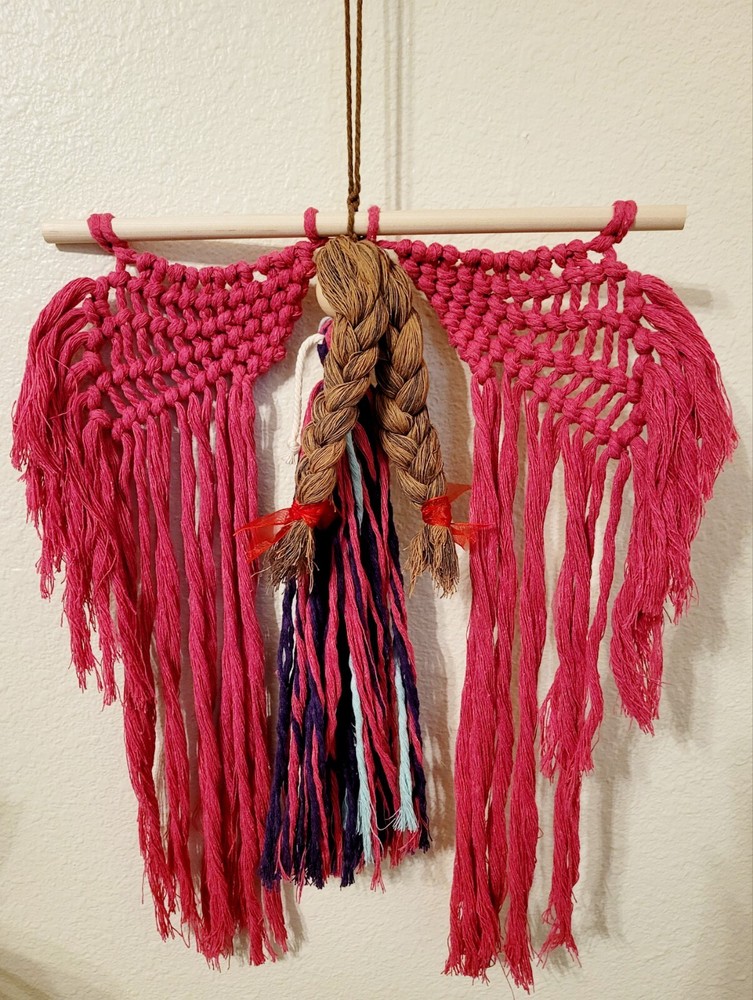 Macrame Handmade Wall Hanging Decor Crocheted Angel Doll Made From Cotton Thread