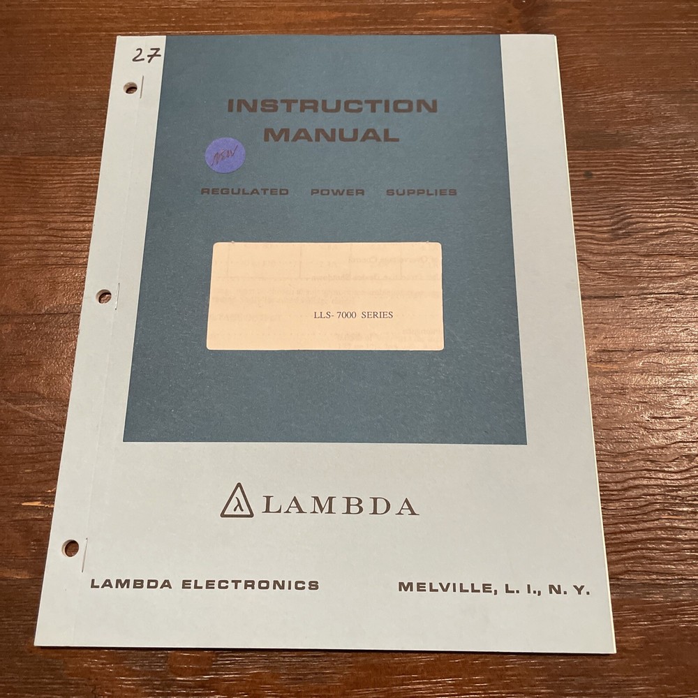 Lambda LLS-7000 Series Regulated Power Supplies Instruction Manual