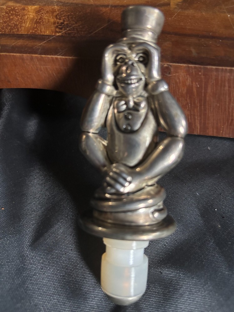 Neiman Marcus Boxed 3 Pc Wine Stopper Set Buddhist Monkey Quote about EVIL