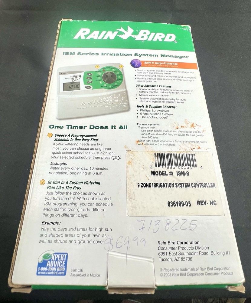 Rain Bird ISM-9 , 9-Zone Indoor Timer Irrigation Sprinkler Controller System