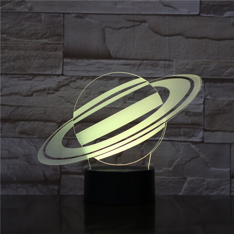 7 Color Changing Saturn 3D Illusion Night Light Planet LED Table Lamp Home Decor