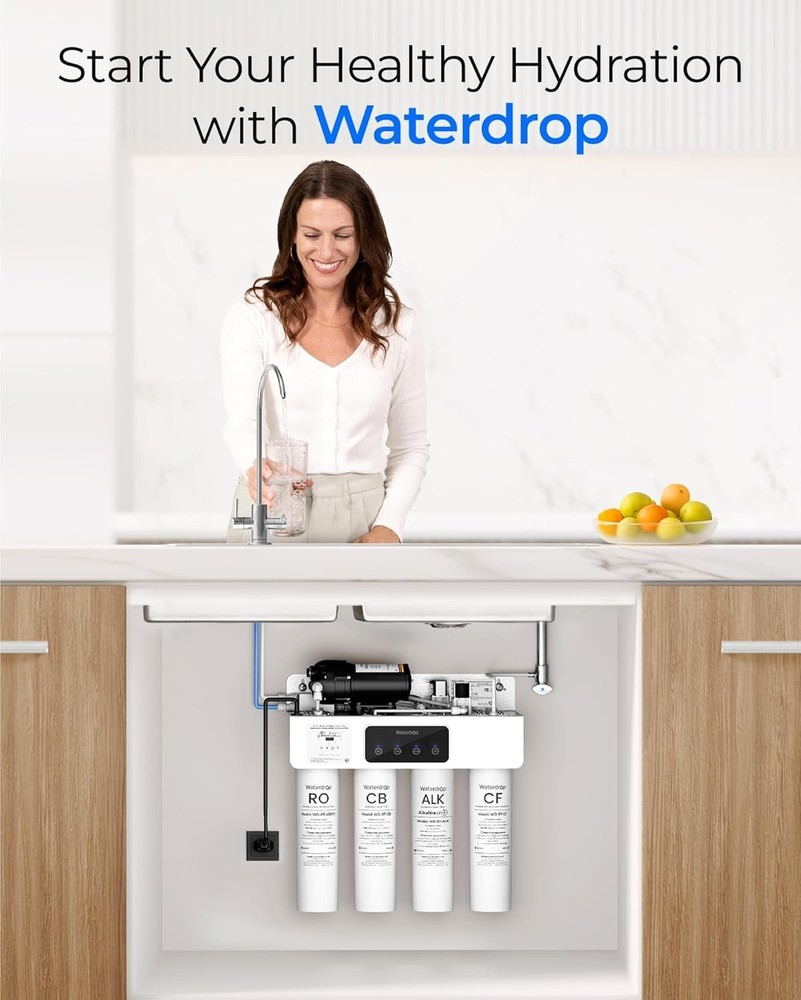 Waterdrop WD-T4-RCA Replacement Filter, Pack of 2 CF & 1 CB & 1 Alkaline Filter