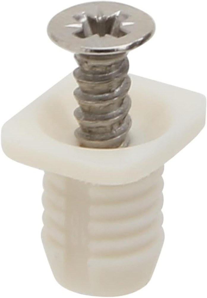 8mm Plastic Hinge Dowel Inserts with Screws, 50 Pcs