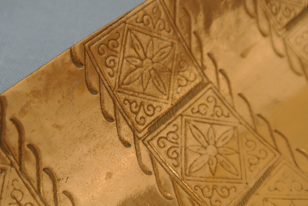 DISH JEWISH COPPER ETCHED PATTERN HAND MADE IN ISRAEL