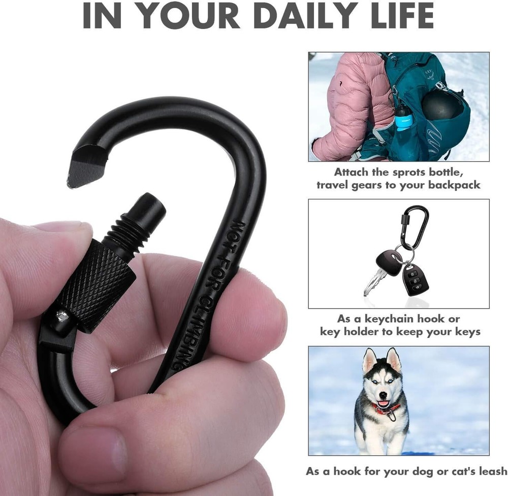 Locking Carabiner D Ring Clips With Flat Key Ring Durable