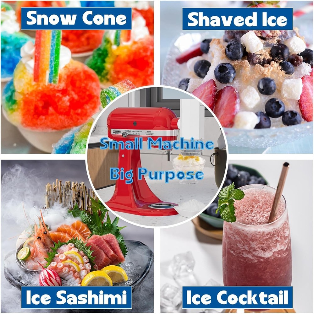 Shaved Ice Attachment for KitchenAid Mixer, Snow Cone & Slushy Maker Tool