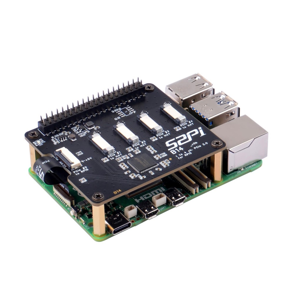 GeeekPi Quad FPC PCIe HAT for Raspberry Pi 5, B14 1 to 4 Interface...