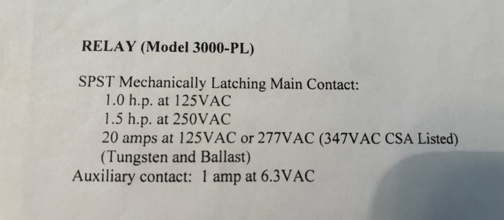 TOUCH PLATE RELAY LIGHTING CONTROL MODEL 3000PL Touch-Plate Relay