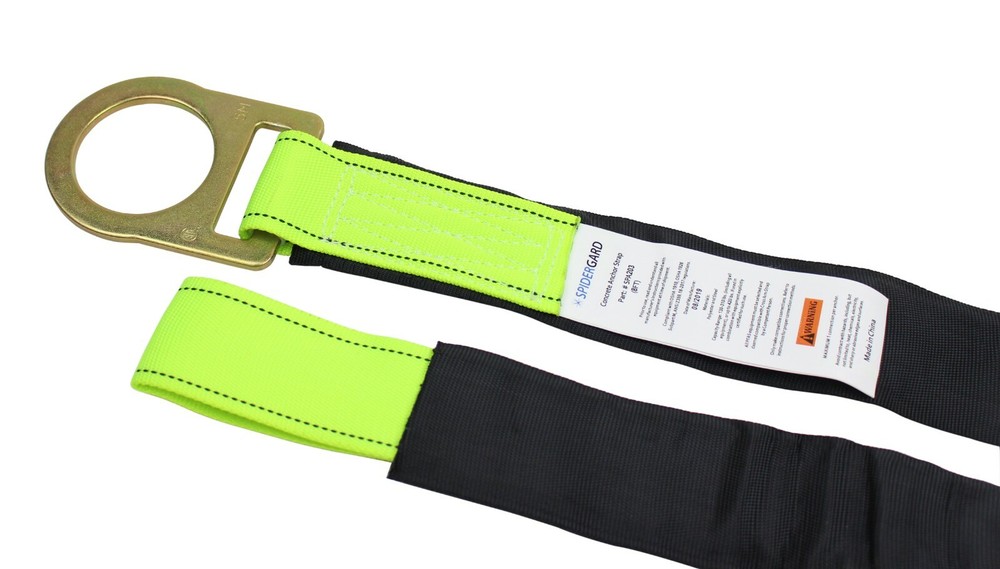 Spidergard SPA Fall Protection Loop and D-Ring End Concrete Anchor Strap with Pr