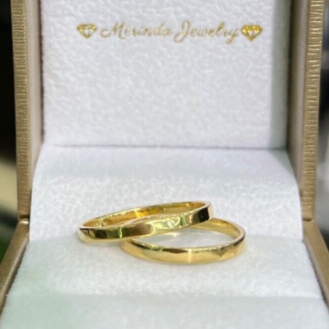 2mm 18K Solid Yellow Gold Handcraft Unisex Square Wedding Stackable Ring Band