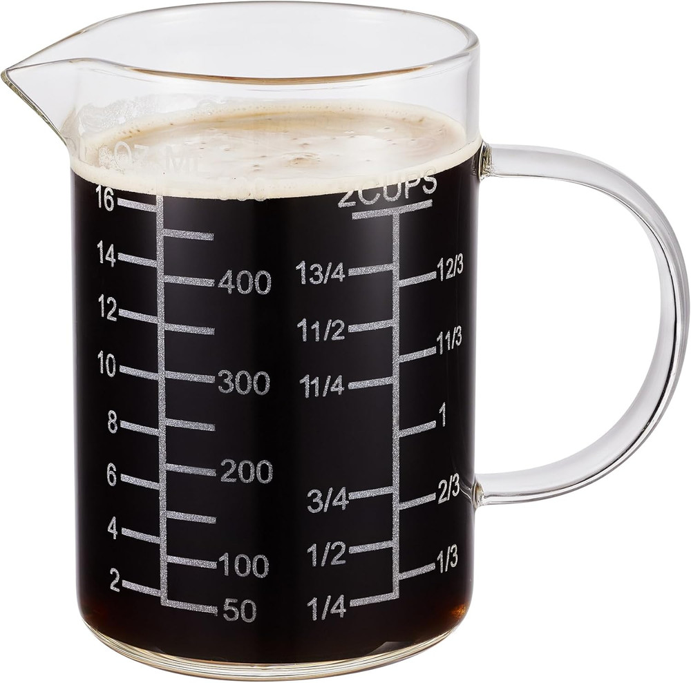 Ackers Mirror Etching Scale Glass Measuring Cup-[Insulated handle | V-Shaped Spo