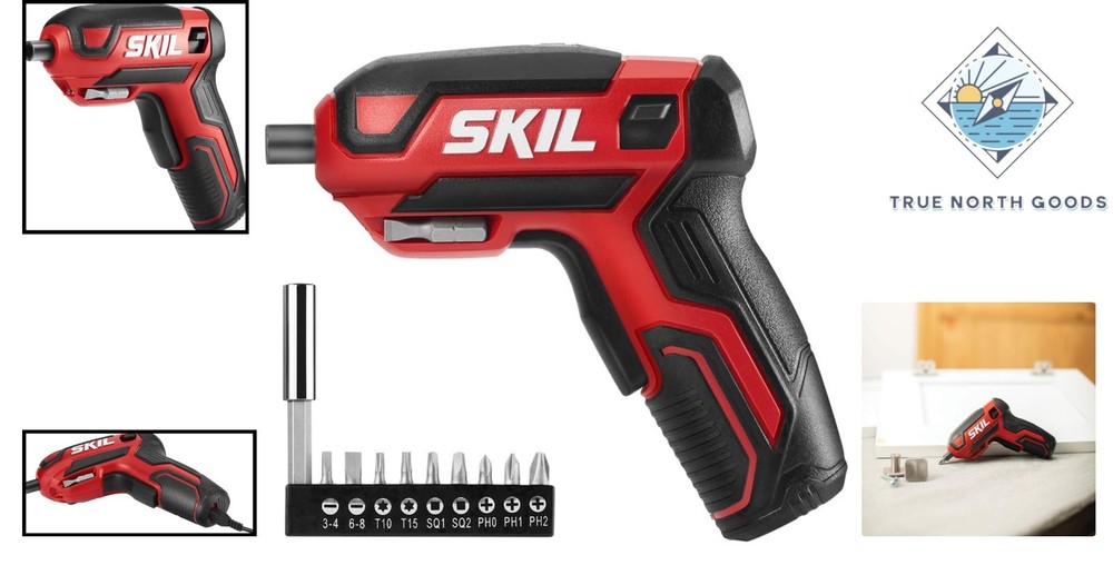 Compact 4V Cordless Screwdriver with 9 Bits - Ergonomic & USB Rechargeable