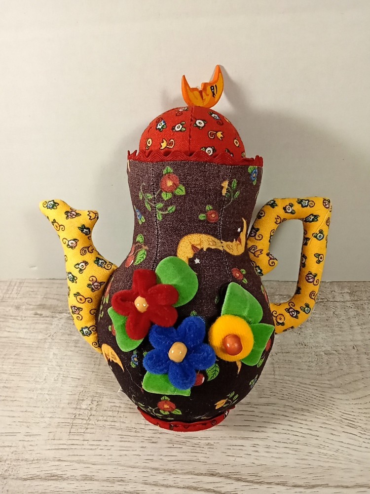 Mary Engelbreit Teapot Pin Cushion/Container Pre-owned 7"
