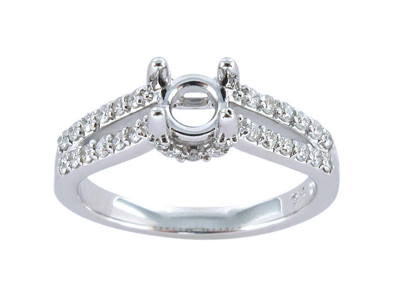 Diamond Engagement Ring In 14kt Solid White Gold, 0.34cts