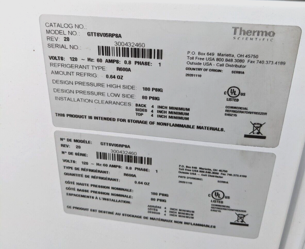 Thermo Scientific GTTSV05RPSA Undercounted Refrigerator