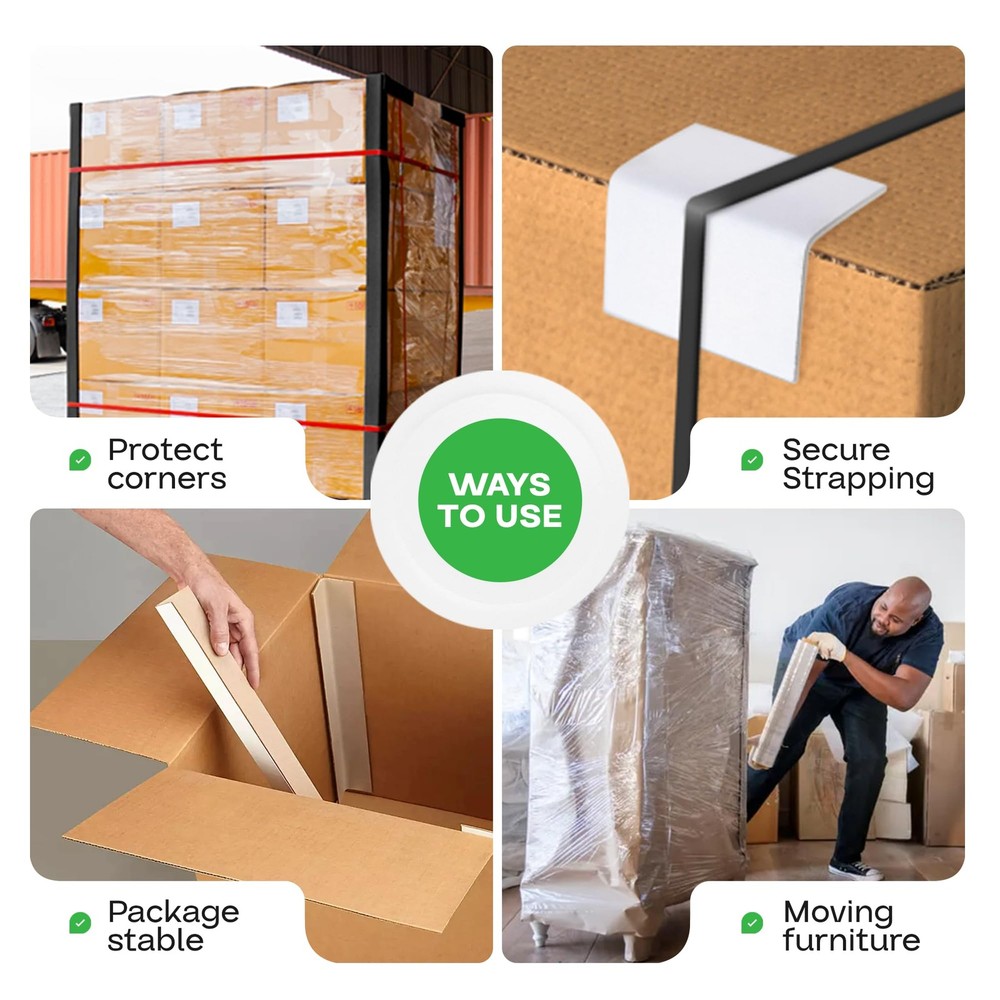IDL Packaging 2” x x 48” Cardboard Edge Protector (Pack 2W" x 48L", White