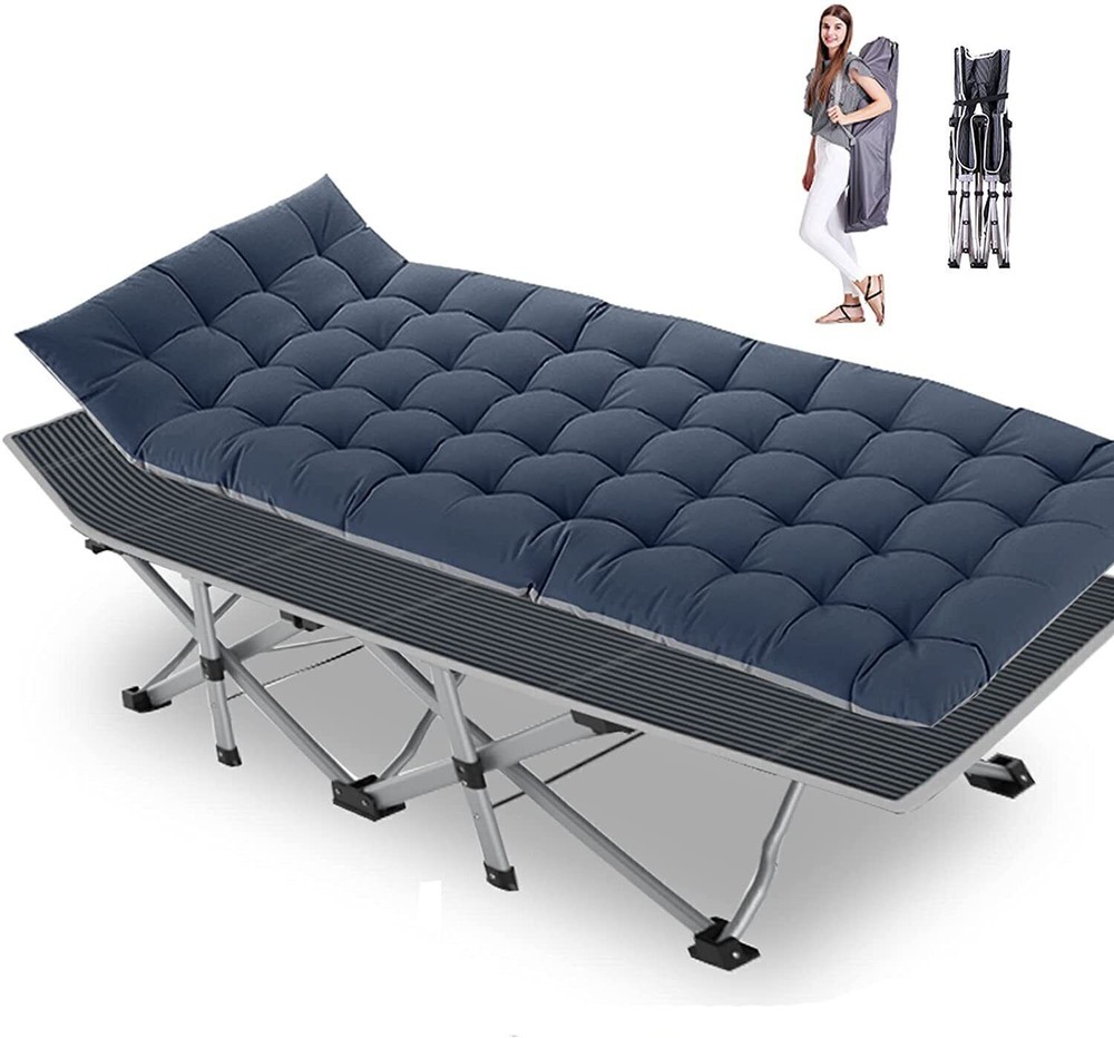 Folding Camping Cot Folding Potable Easy Set Up Cot Wide Guest Bed With Mattress