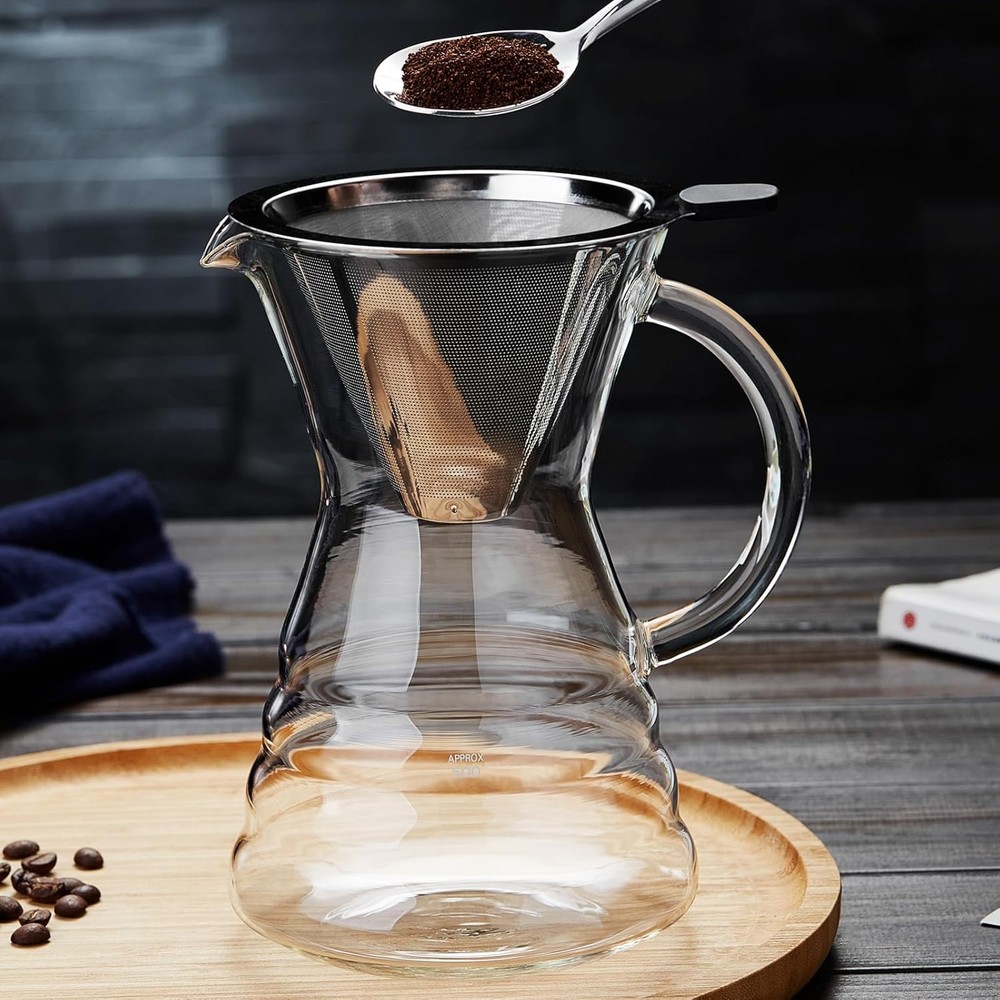 - Pour Over Coffee Maker with Permanent Stainless Filter 32 fl oz=