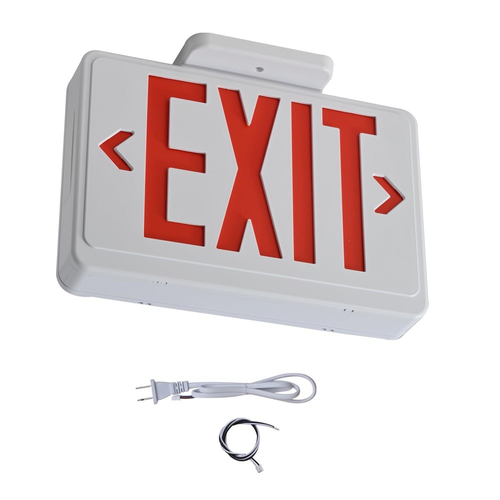 Apmeetlux Red LED Exit Sign,4Hours Plug in Cord Emergency Exit Light with Bat...