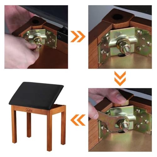 Solid Wood Piano Stool, Beech Piano Bench with Storage, Non Light Walnut Color