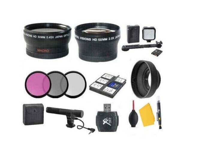 Professional Accessory Kit for Canon EOS M50 Mark II with 15-45mm