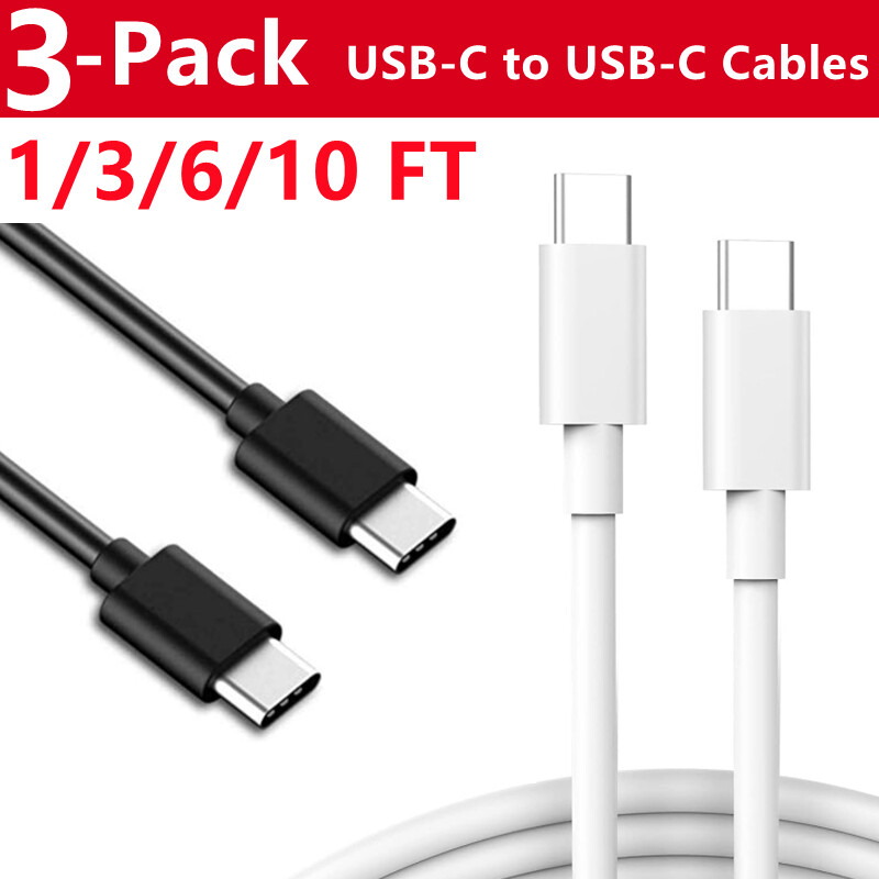3 Pack USB-C to USB-C Fast Charging Cable Type C Quick Charging Cord Data SYNC