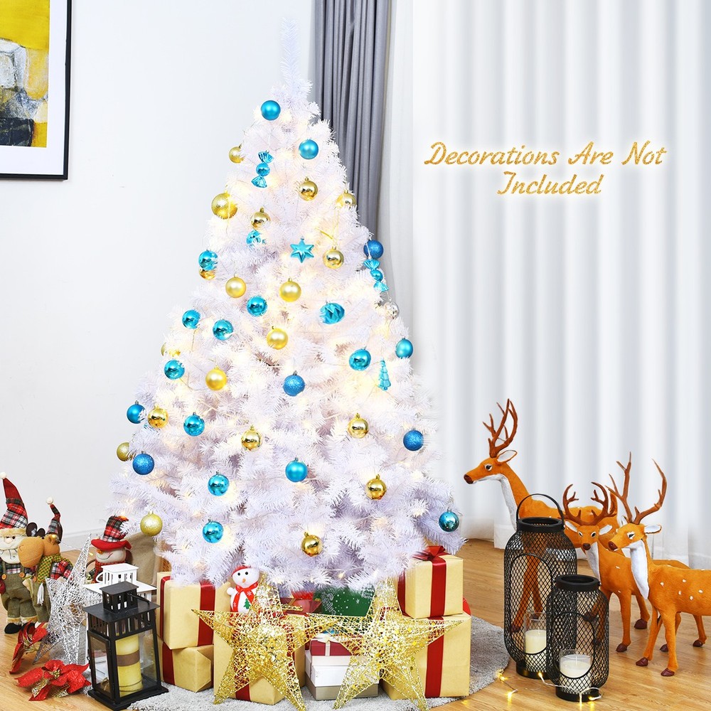 6Ft Hinged Artificial Christmas Tree Premium Pine Tree 1000 Tips w/ Metal Stand