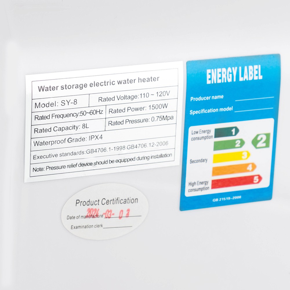 Electric Water Heater 1500W, Water Heater with 8L/2.11Gal Tanks+LED Display